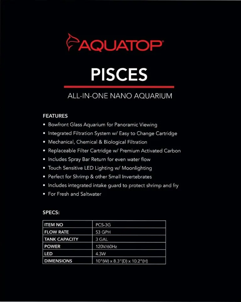 Aquatop Pisces Nano Bowfront Glass Aquarium Photo 5