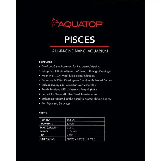 Aquatop Pisces Nano Bowfront Glass Aquarium Photo 5