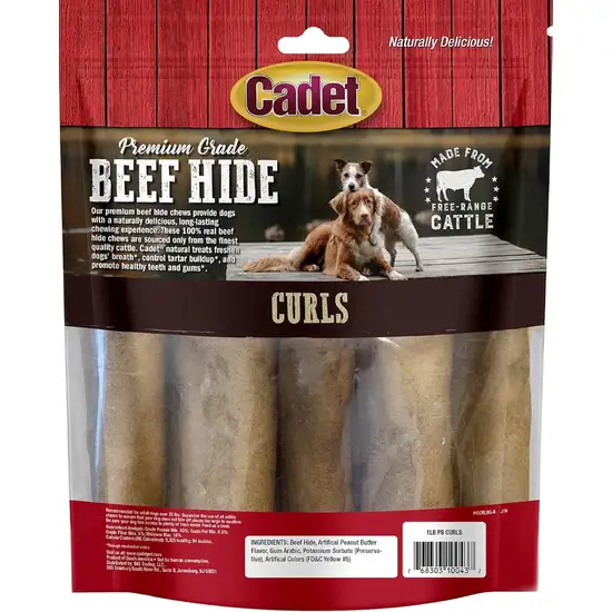 Cadet Premium Grade Beef Hide Chew Curls Peanut Butter Flavor Photo 2