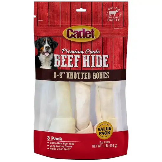 Cadet Premium Grade Beef Hide Knotted Bones 8 Inch Photo 1