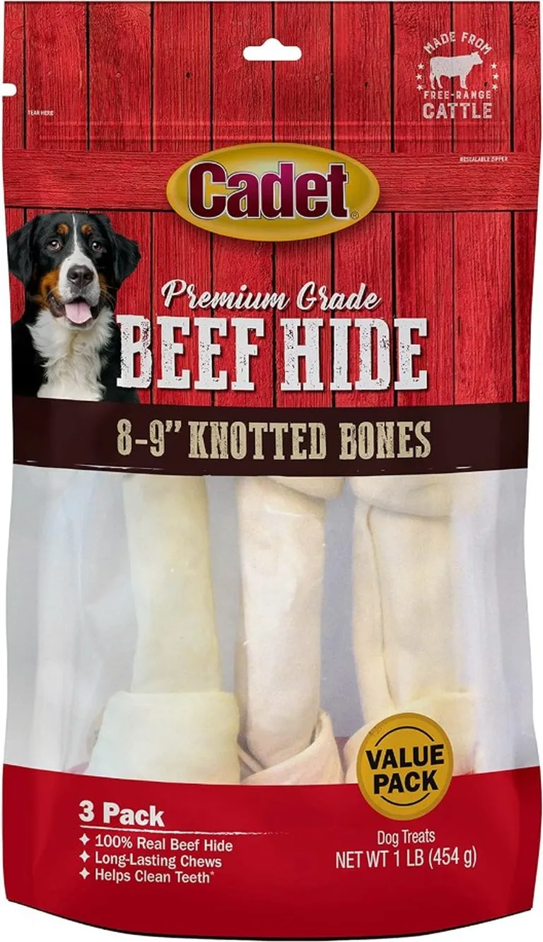 Cadet Premium Grade Beef Hide Knotted Bones 8 Inch Photo 1