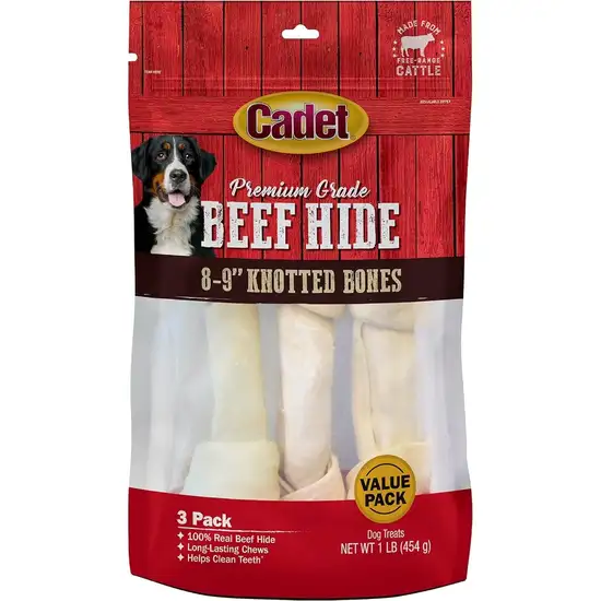 Cadet Premium Grade Beef Hide Knotted Bones 8 Inch Photo 1