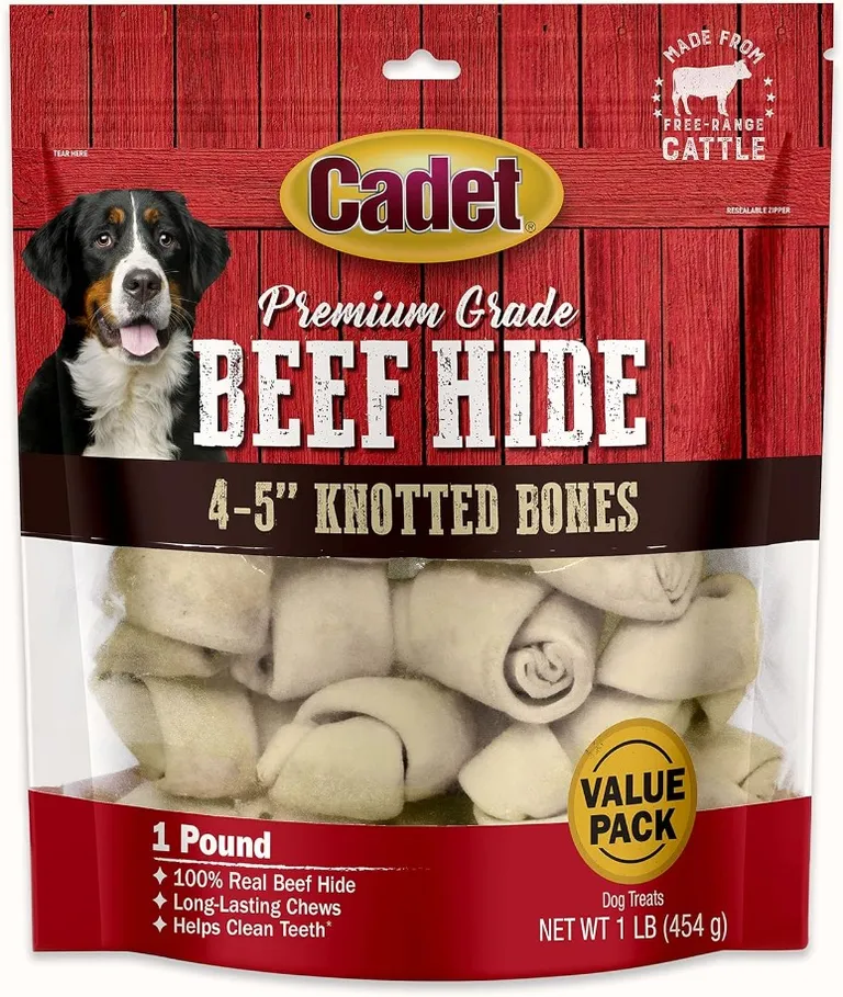 Cadet Premium Grade Beef Hide Knotted Bones 4 Inch Photo 1