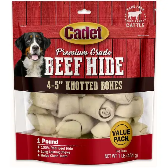 Cadet Premium Grade Beef Hide Knotted Bones 4 Inch Photo 1