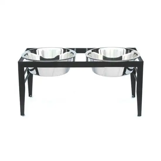 Chariot Double Elevated Dog Bowl - Large/Black Photo 1