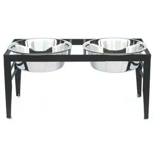 Photo of Chariot Double Elevated Dog Bowl - Medium/Black