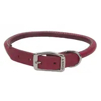 Photo of Circle T Oak Tanned Leather Round Dog Collar - Red