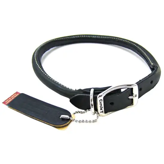 Circle T Pet Leather Round Collar - Black Photo 1