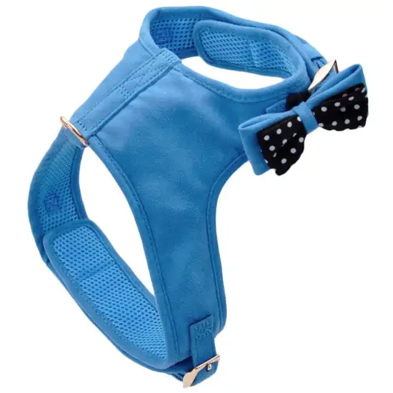 Coastal Pet Accent Microfiber Dog Harness Boho Blue with Polka Dot Bow Photo 1