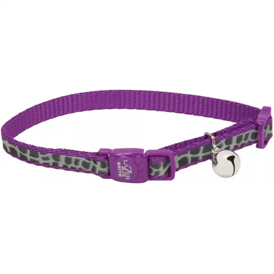 Coastal Pet Lazer Brite Reflective Adjustable Breakaway Cat Collar Purple Animal Print Photo 1