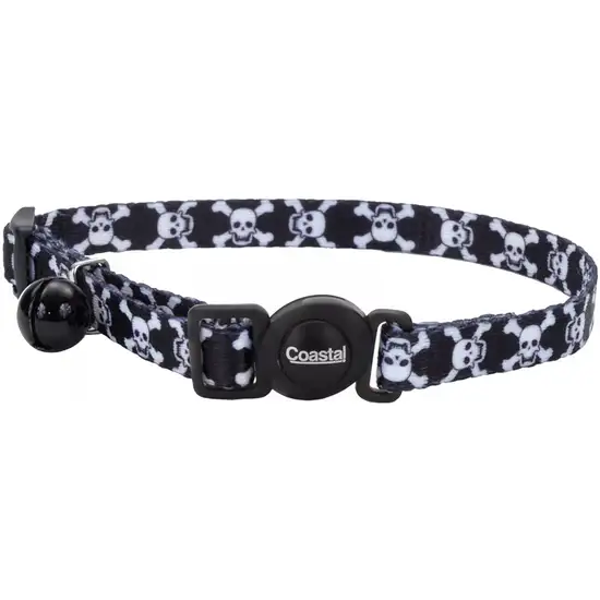 Coastal Pet Safe Cat Adjustable Breakaway Collar Black Skulls Photo 1