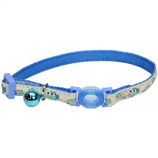 Coastal Pet Safe Cat Glow in the Dark Adjustable Breakaway Collar Blue Fish Photo 1