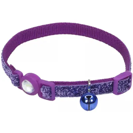 Coastal Pet Safe Cat Jeweled Buckle Adjustable Breakaway Collar Purple Glitter Photo 1