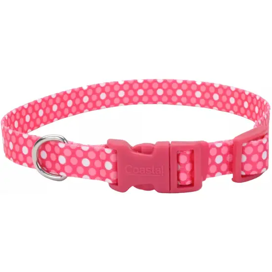 Coastal Pet Styles Adjustable Dog Collar Pink Dots Photo 1