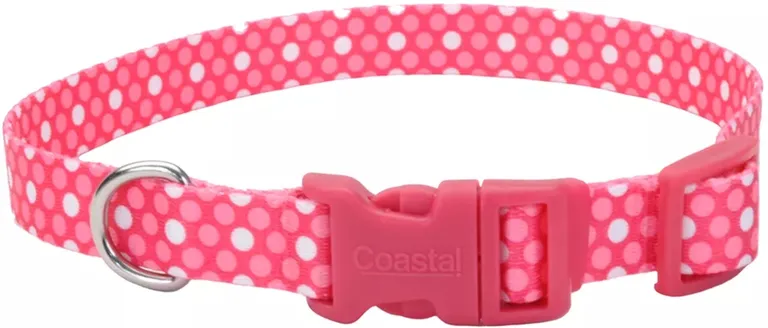 Coastal Pet Styles Adjustable Dog Collar Pink Dots Photo 1