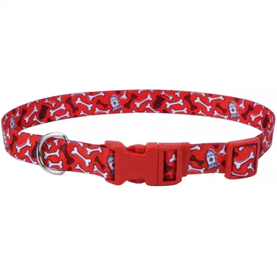 Coastal Pet Styles Adjustable Dog Collar Red Bones Photo 1
