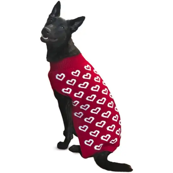 Fashion Pet All Over Hearts Dog Sweater Red Photo 2