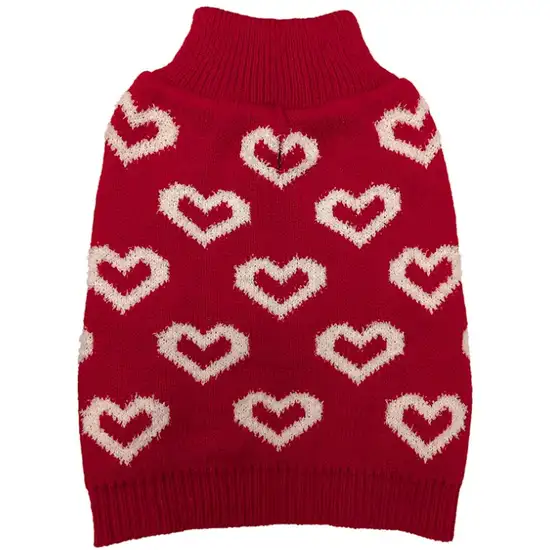 Fashion Pet All Over Hearts Dog Sweater Red Photo 1