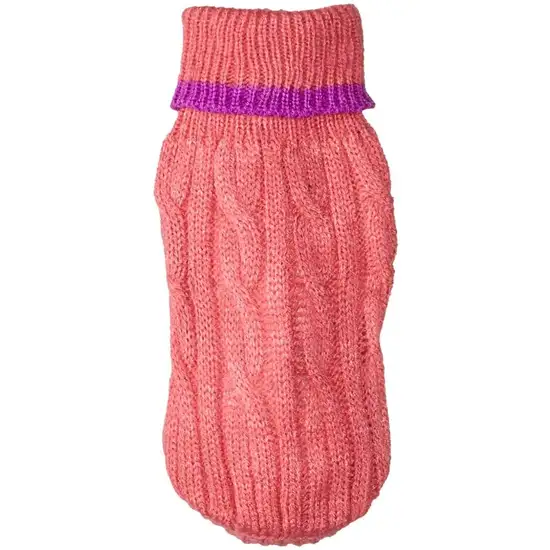 Fashion Pet Cable Knit Dog Sweater - Pink Photo 1