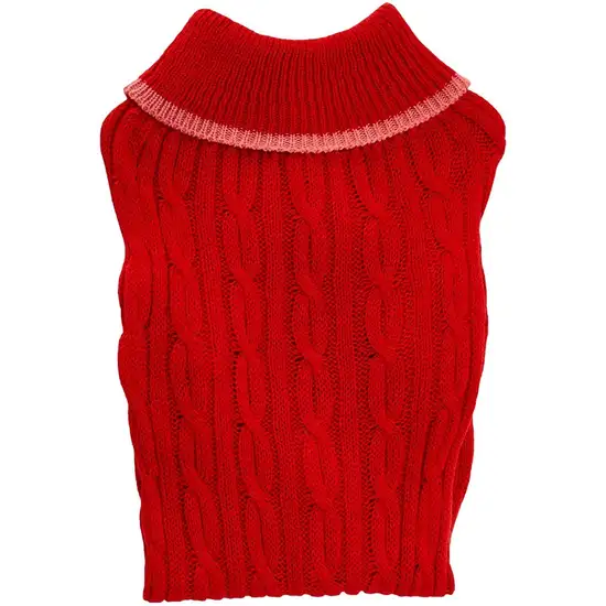 Fashion Pet Cable Knit Dog Sweater - Red Photo 2