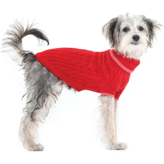 Fashion Pet Cable Knit Dog Sweater - Red Photo 1