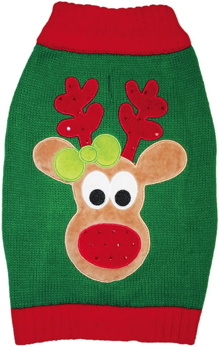 Fashion Pet Green Reindeer Dog Sweater Photo 2