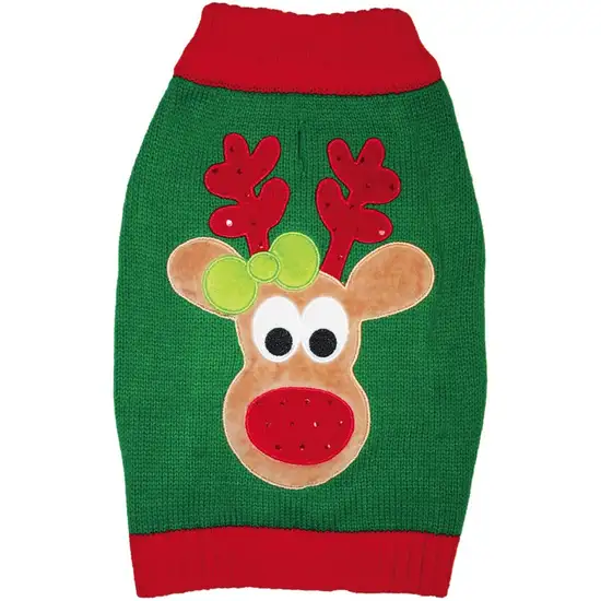 Fashion Pet Green Reindeer Dog Sweater Photo 1