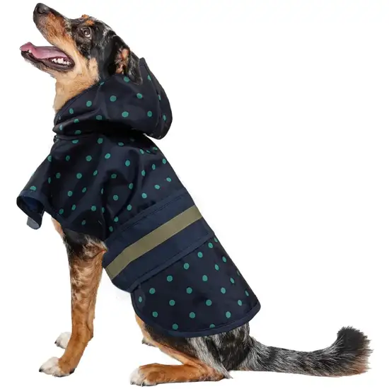 Fashion Pet Polka Dot Dog Raincoat Navy Photo 1