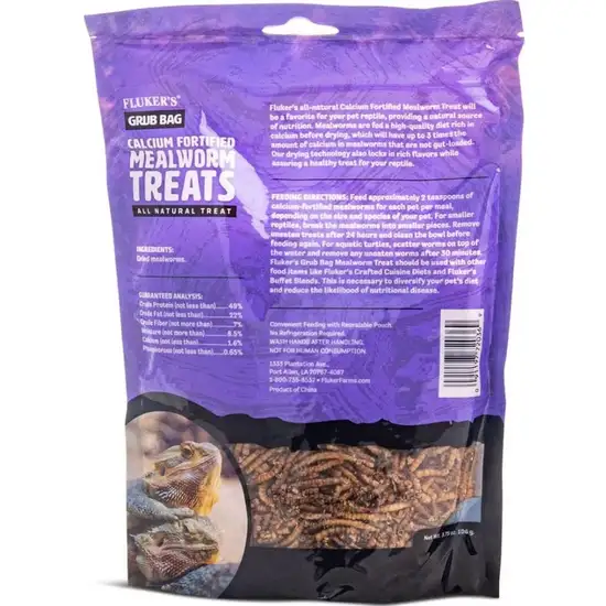 Flukers Grub Bag Calcium Fortified Mealworm Treats for Reptiles Photo 2