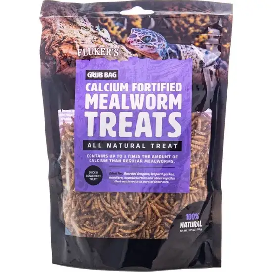 Flukers Grub Bag Calcium Fortified Mealworm Treats for Reptiles Photo 1