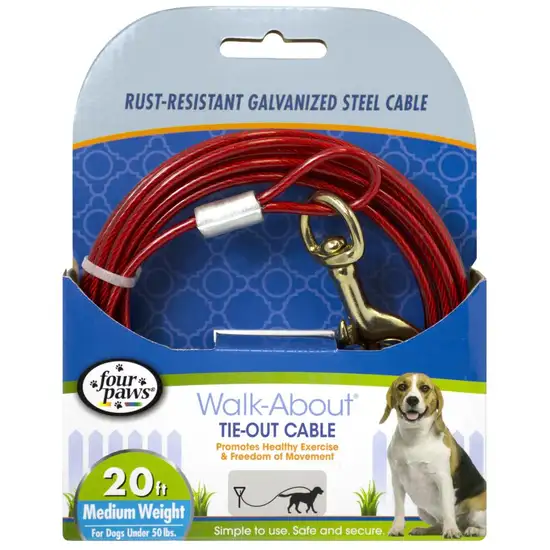 Four Paws Walk-About Tie-Out Cable Medium Weight for Dogs up to 50 lbs Photo 1