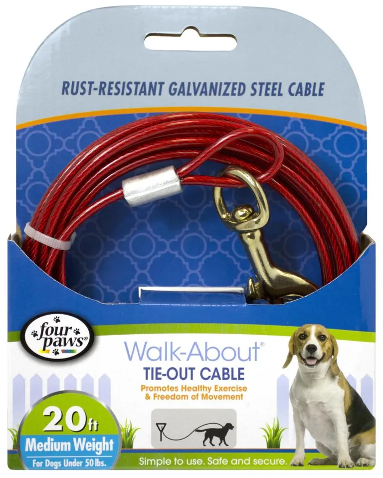 Four Paws Walk-About Tie-Out Cable Medium Weight for Dogs up to 50 lbs Photo 1