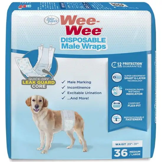 Four Paws Wee Wee Disposable Male Dog Wraps Medium/Large Photo 1