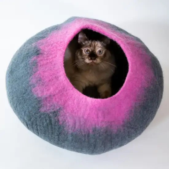 Grey and Pink Cat Cave Bed Photo 1