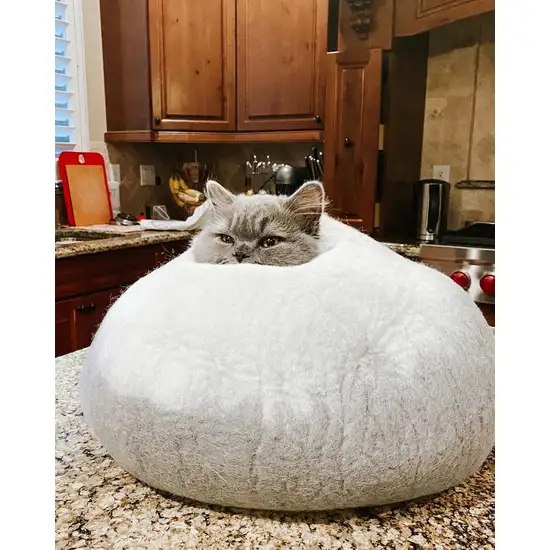 Grey and White Cat Cave Bed Photo 6