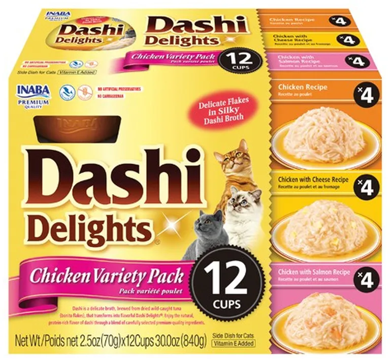 Inaba Dashi Delight Chicken Flavored Variety Pack Bits in Broth Cat Food Topping Photo 1