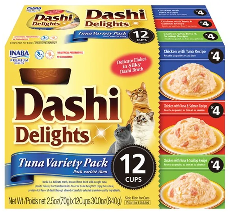 Inaba Dashi Delight Tuna Flavored Variety Pack Bits in Broth Cat Food Topping Photo 1