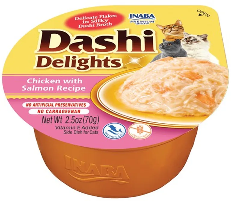 Inaba Dashi Delights Chicken with Salmon Flavored Bits in Broth Cat Food Topping Photo 1