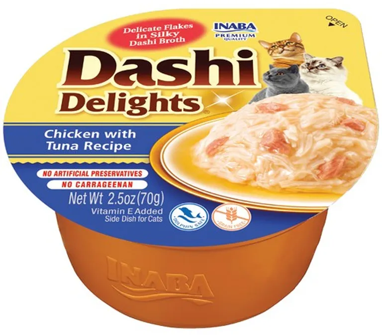 Inaba Dashi Delights Chicken with Tuna Flavored Bits in Broth Cat Food Topping Photo 1