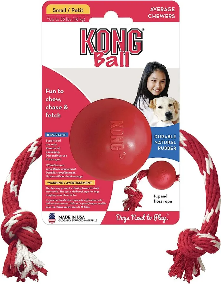 KONG Ball With Rope Dog Toy Small Photo 1