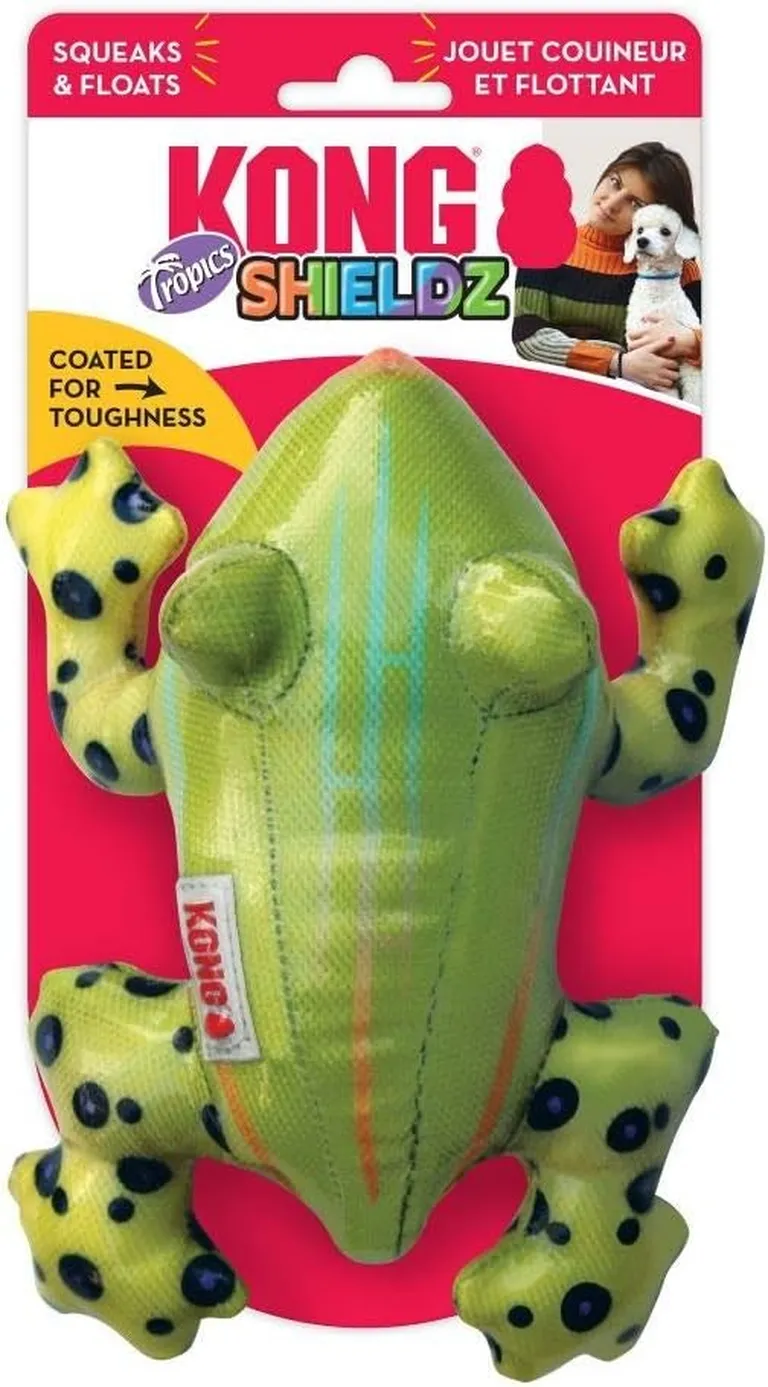 KONG Shieldz Tropics Frog Dog Toy Medium Photo 1