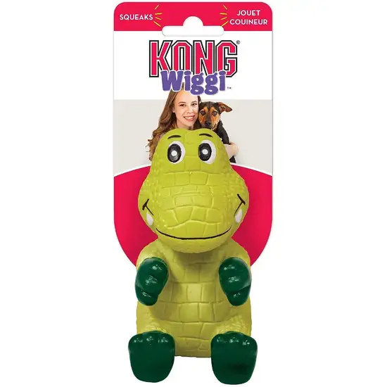 KONG Wiggi Alligator Squeaker Dog Toy Small Photo 3