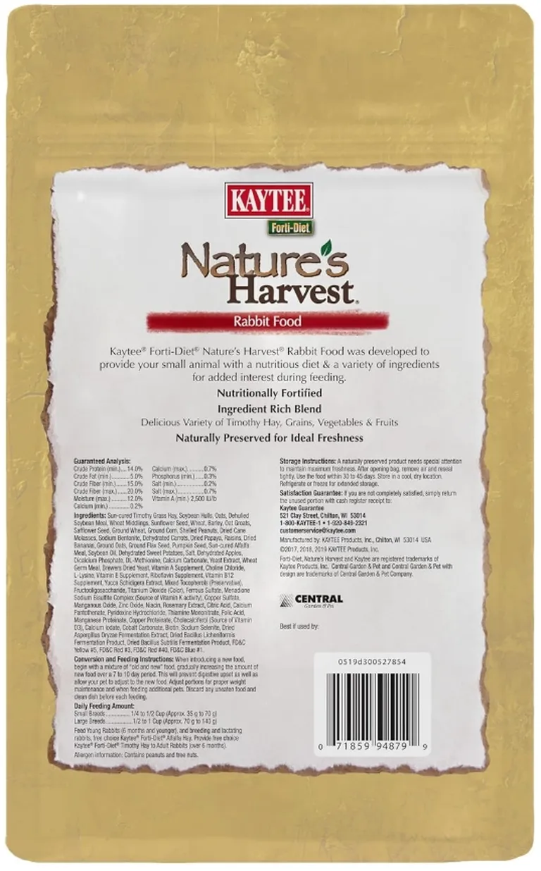 Kaytee Forti Diet Natures Harvest Rabbit Food Photo 1