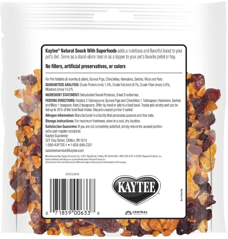 Kaytee Natural Snack with Superfoods Cranberry and Sweet Potato Photo 2