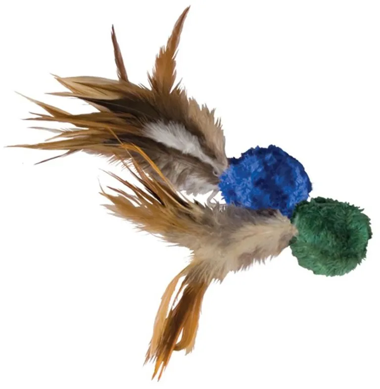 Kong Crinkle Ball with Feathers Cat Toy Photo 2