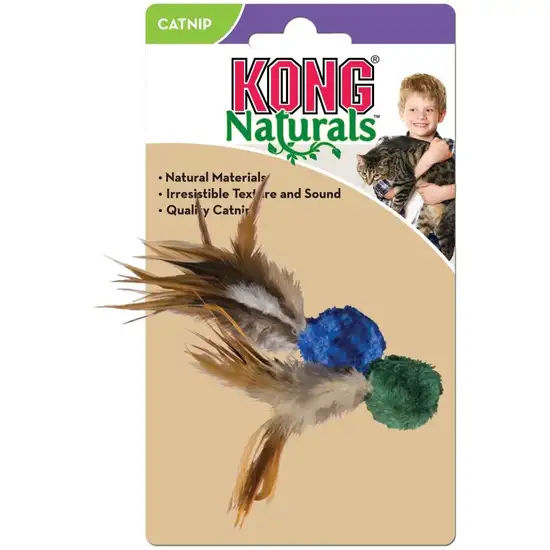 Kong Crinkle Ball with Feathers Cat Toy Photo 1