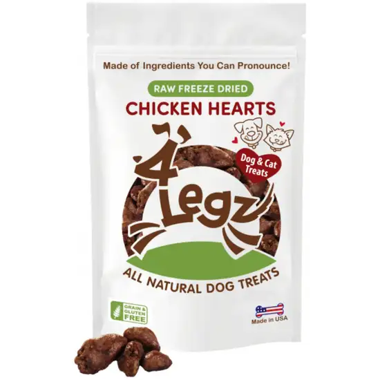 4Legz Freeze Dried Chicken Hearts Dog Treats Photo 1