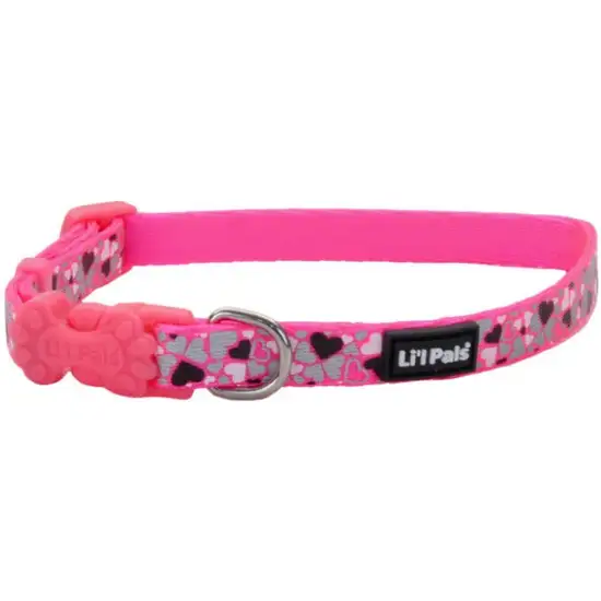 Li'L Pals Reflective Collar - Pink with Hearts Photo 1