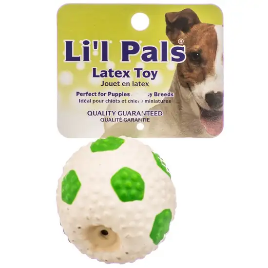 Lil Pals Latex Mini Soccer Ball for Dogs - Green & White Photo 1