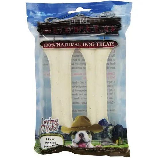 Loving Pets Pure Buffalo Dog Treats - Pressed Bully Bone Photo 1